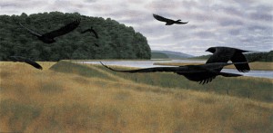 Seven Crows — painting by Alex Colville
